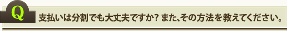 支払いは分割でも大丈夫ですか？また、その方法を教えてください。